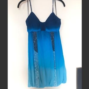 Sue Wong Cocktail Dress | Beaded, Blue Ombre (sz 6